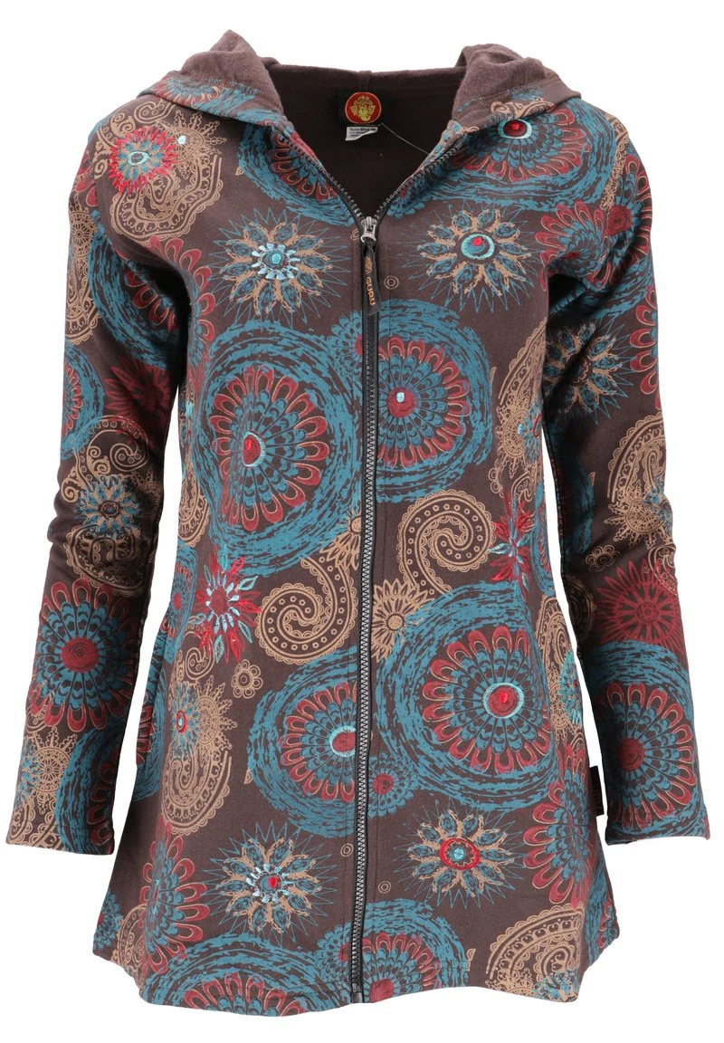 Guru Shop BOHO HIPPIE - Kurzmantel - Schokobraun/petrol - Damen 3 Guru Shop BOHO HIPPIE - Kurzmantel - Schokobraun/petrol - Damen